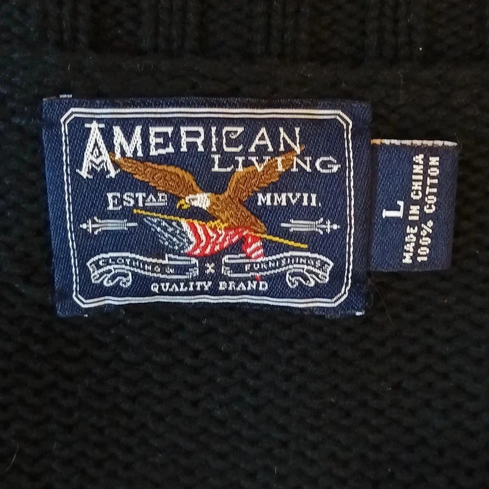 American living cozy wrap v-neck sweater roll collar button crossover closure L - Picture 8 of 13